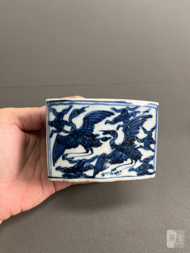 明万历  “督理府”款青花八宝云鹤纹蛐蛐罐（一对） - 图5